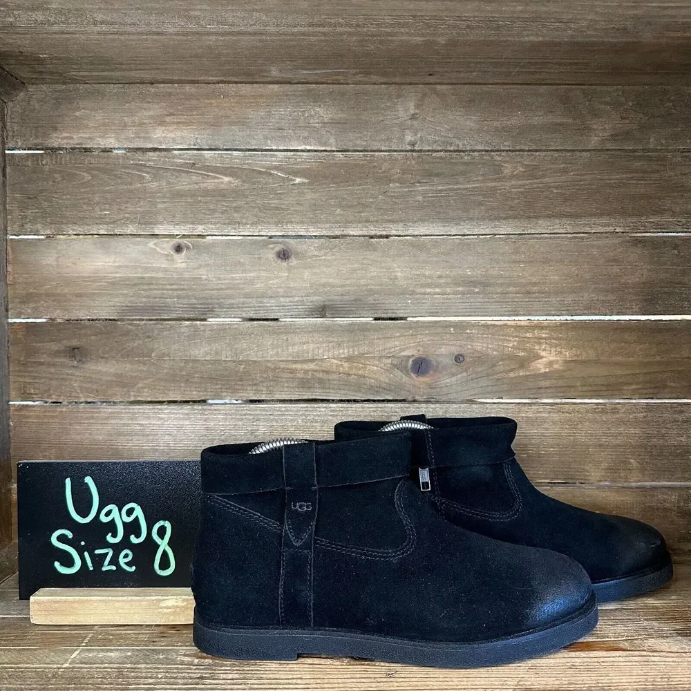 New NWOB Womens UGG Josefene Black Suede Ankle Booties Boots Size 8 M‎